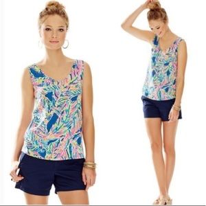 Lilly Pulitzer Gigi V-Neck Tank- Palm Reader - L -
